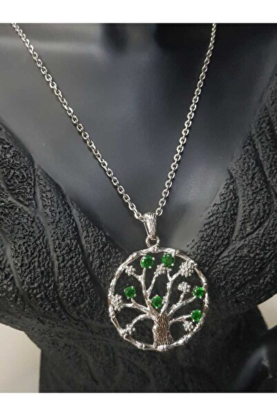 vogutima jewelery&silver by timuçin mavili Steel Xuping Green Zircon Stone White Color Tree of Life Gift Necklace for Lover, Mother, Friend