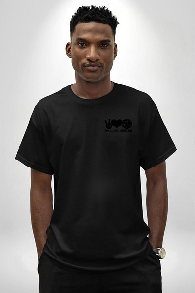 Angemiel Peace Love Volleyball Black Oversize Women Men Front Minimal Printed T-Shirt