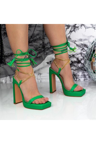 mei Women's Sandals with Thick Heel and Platform 2KV71 Green MeI