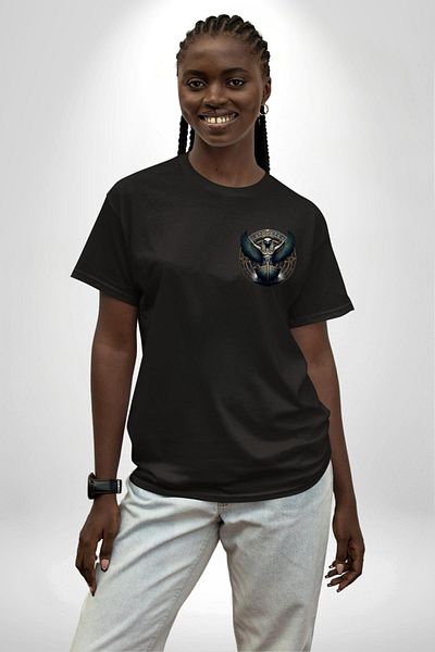 Angemiel God of Nemty Travel and Confidence Egypt Black Oversize Women Men Front Minimal Printed T-Shirt