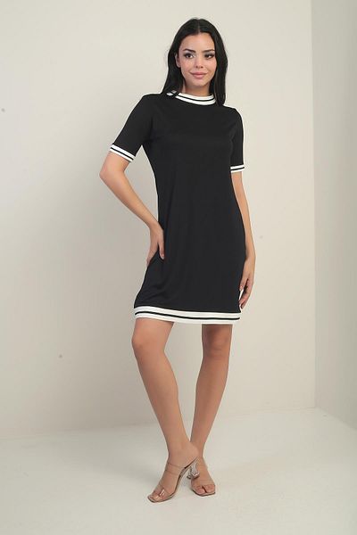 By Saygı Rochie de damă din bumbac pieptănat cu mâneci scurte