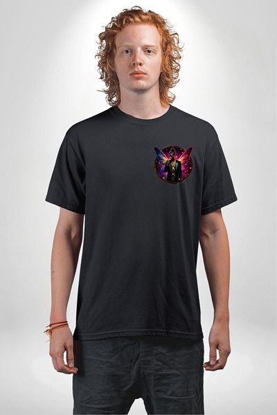 Angemiel Men's Hip Hop Rapper Purple-Pink Neon Black Oversize Women's Men's Front Minimal Printed T-Shirt