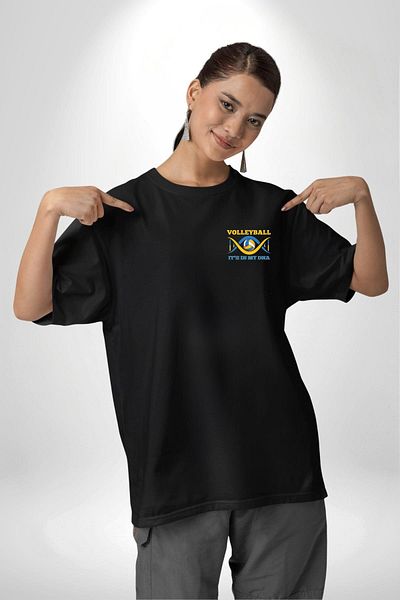 Angemiel Volleyball Is in My Dna Black Oversize Women's Men's Front Minimal Printed T-Shirt