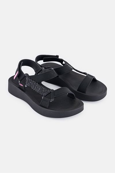 ZAXY Women Velcro Closure Sandal, Black