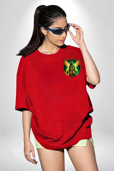 Angemiel Yellow Neon Winged Women's Tracksuit Set Design Red Oversize Women's Men's Front Minimal Printed T-Shirt