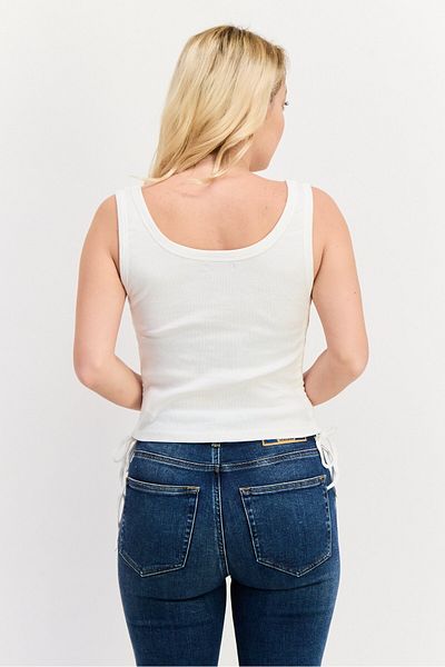 Sinsay Women Scoop Neck Sleeveless Ribbed Tank Top, White