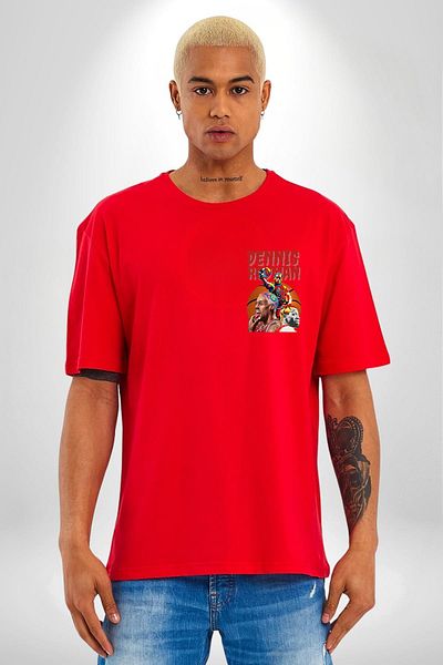 Angemiel Legendary Name of Basketball Color Face Red Oversize Women's Men's Front Minimal Printed T-Shirt