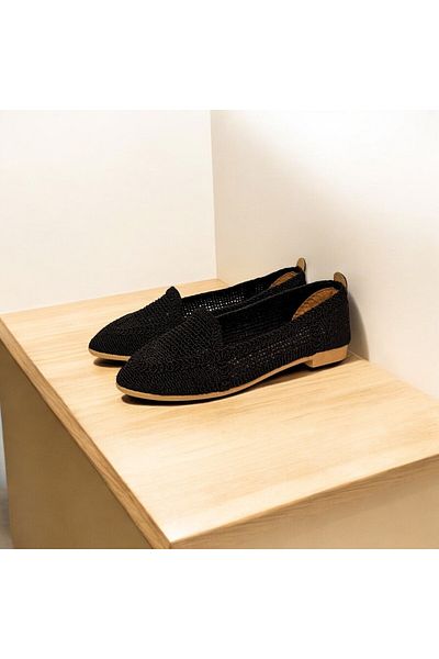 BYRAMSE Knitted Lace Women's Flats Home Flats Office Shoes