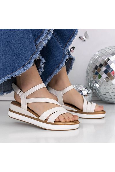 mei Women's Sandals with Low Sole 3GZ57 White | Mei