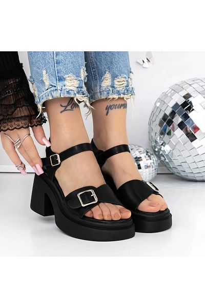 mei Sandale Dama cu Toc si Platforma 3GZ90 Negru | Mei
