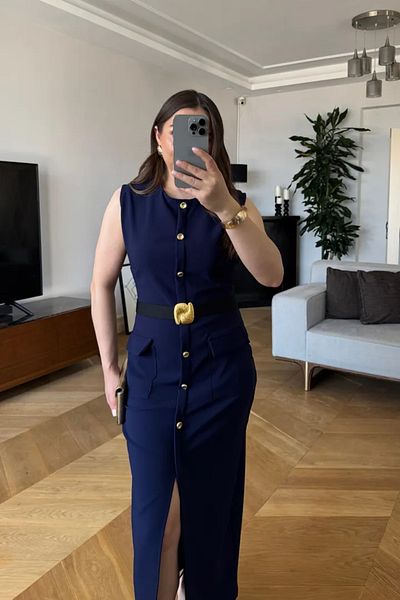 Tuba Butik Belted Midi Dress