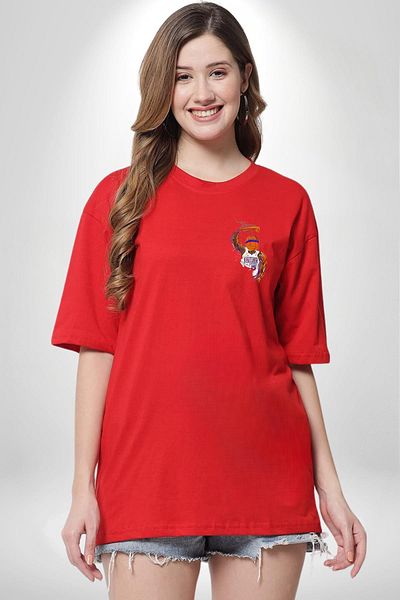 Angemiel High Jump the Power of Basketball Red Oversize Women Men Front Minimal Printed T-Shirt
