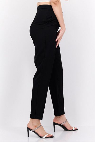 Reserved Women Regular Fit Solid Pants, Black
