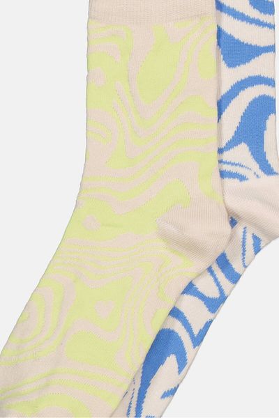 Sinsay Women 2 Pack Abstract Print Socks, Green/Blue