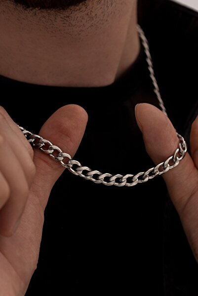 GWOMA قلادة فضية للرجال - 11 ملم طراز غورميت سميك من الفولاذ المقاوم للصدأ 31...