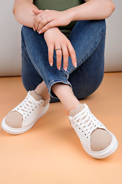 Luis a Costa Lc109 White Beige Suede Women's Sneaker