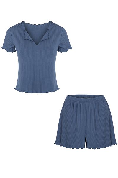 koza iç giyim Women's Viscose Camisole Short Sleeve Pajama Set with Shorts
