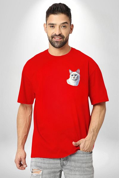 Angemiel Ragdoll Cat Red Oversize Women's Men's Front Minimal Printed T-Shirt