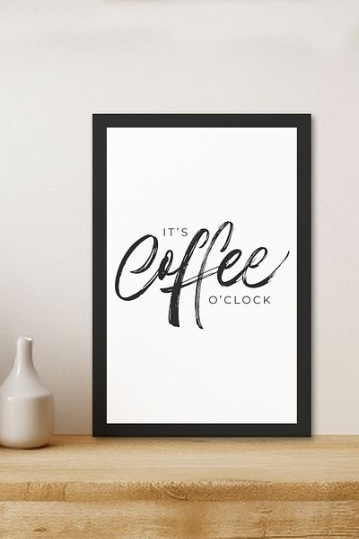 Zevahir Mobilya Dekorasyon 1 Piece Coffee Written Wooden Black Frame Look Mdf Table