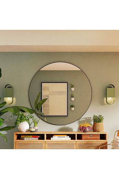 Gharaib Al Tuhaf Black circular mirrors, size: (100 cm)