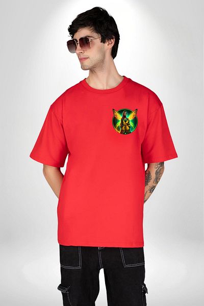 Angemiel Yellow Neon Winged Women's Tracksuit Set Design Red Oversize Women's Men's Front Minimal Printed T-Shirt