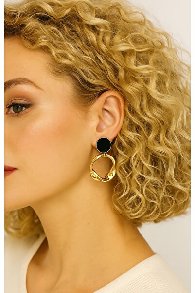 staınless steel أقراط دائرية من الفولاذ باللون الأسود