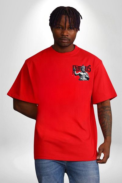 Angemiel The Legend of Zeus Mythological Power Divine Energy Red Oversize Women Men Front Minimal Printed T-Shirt