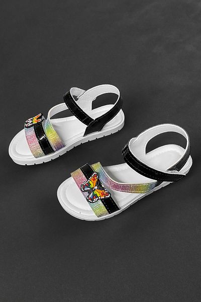 Oksit Momos Butterfly Figured Hologram Patterned Girls' Sandals