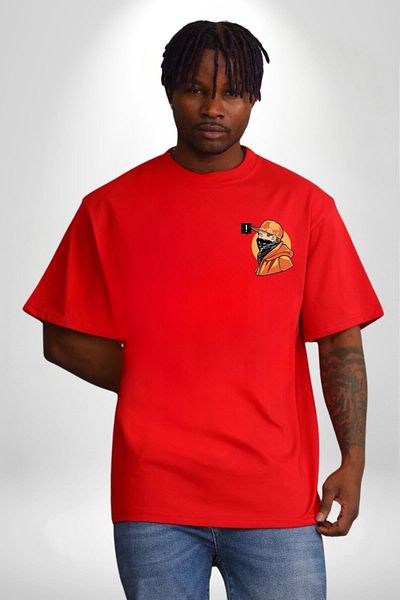 Angemiel Street Style Printed Graphic Design for Teenagers Red Oversize Women Men Front Minimal Printed Ti