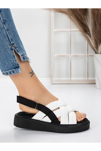 mei Women's Sandals with Low Sole 5H17 Black-White | Mei