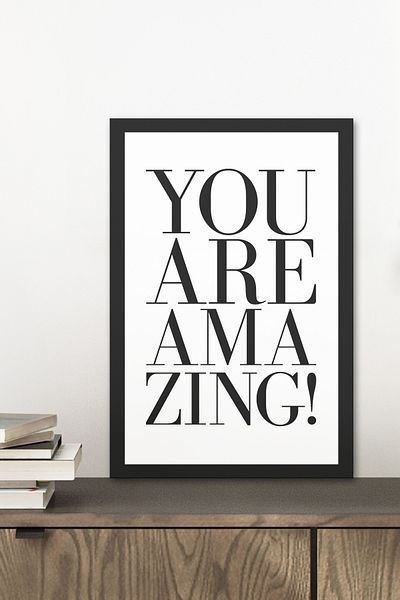 Zevahir Mobilya Dekorasyon 1 Piece You Are Amazing Written Wooden Black Frame Look Mdf Table