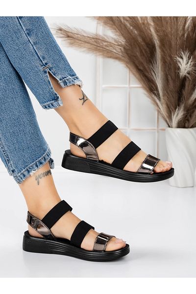 mei Women's Sandals with Low Sole 5XJ66 Guncolor | Mei