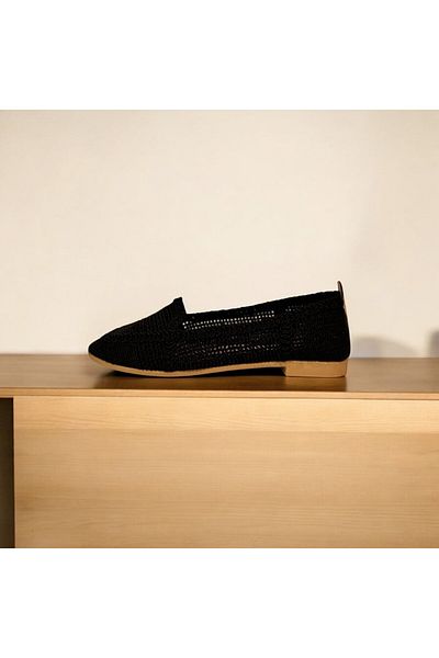 BYRAMSE Knitted Lace Women's Flats Home Flats Office Shoes