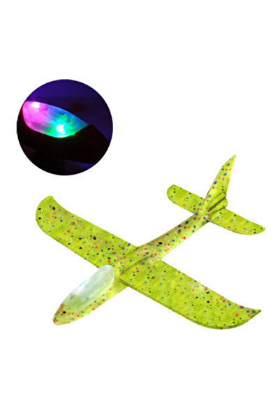 LRS STORE Çocuk Köpük Uçak Oyuncak -Led Işıklı-El Planörü,Elle Atılan Eğlenceli Dayanıklı Uçan Oyuncak Sarı