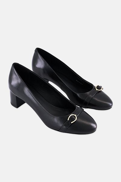 Geox Women D Pheby Leather Slip On Pumps, Black