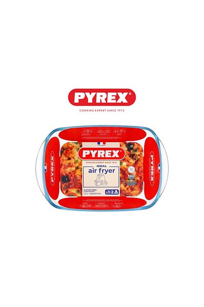 Pyrex Air Fryer Rectangular Dish 1.2L – Slim Heat-Resistant Glass Dish