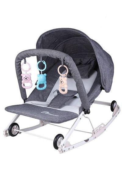 Cady One 2 in 1 Multifunctional Baby Rocking Chair with 4 Wheels, Removable and Washable Fabric and Toy Bar