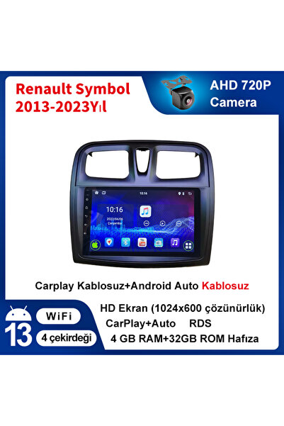 coni Symbol 2013-2023Yıl Uyumlu 4GB Ram 32GB Rom Multimedya Kablosuz Carplay ...