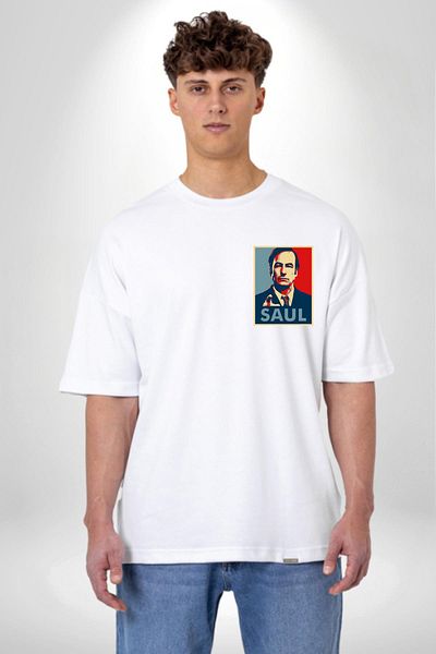 Angemiel تي شيرت Better Call Saul Dizi ذو طابع أبيض كبير الحجم للنساء والرجال مطبوع عليه تصميم أمامي بسيط