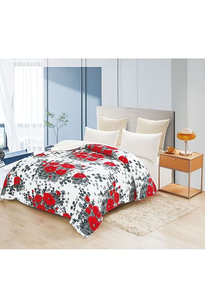 FIONNA.RO Cocolino Blanket With Fur - Poppies
