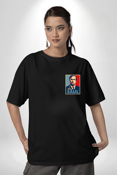 Angemiel Better Call Saul Tv Series Themed Character Black Oversize Women's Men's Front Minimal Printed T-Shirt