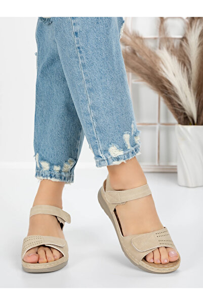 mei Γυναικεία Σανδάλια με Χαμηλή Σόλα 5GZ30 Μπεζ | Mei