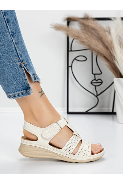 mei Γυναικεία Σανδάλια με Χαμηλή Σόλα 5GZ26 Μπεζ | Mei