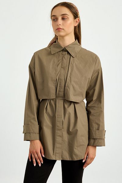 Birgül Bektaş Khaki Windbreaker Detailed Shirt