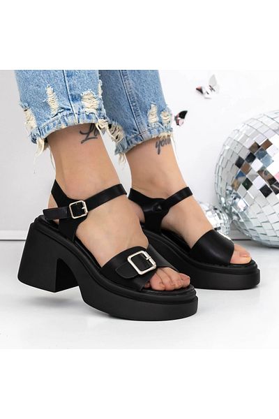 mei Sandale Dama cu Toc si Platforma 3GZ90 Negru | Mei