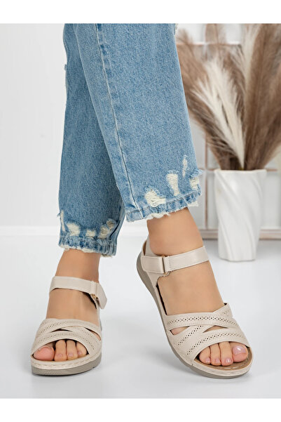 mei Γυναικεία Σανδάλια με Χαμηλή Σόλα 5GZ31 Μπεζ | Mei