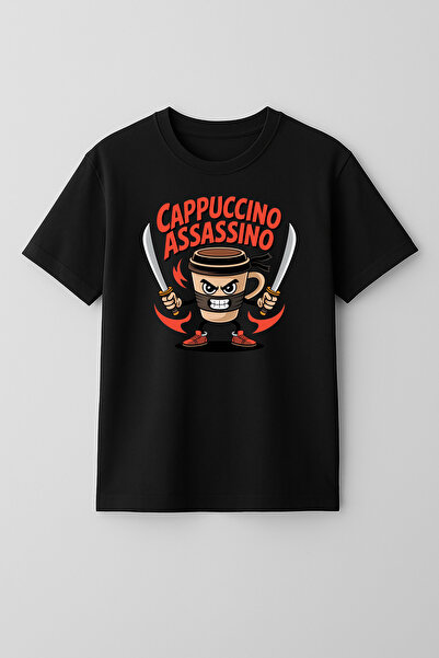 BLITZ ISTANBUL Cappuccino Assassino tricou pentru copii cu imprimeu Brainrot Design, 4-14 ani