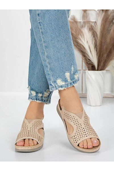 mei Γυναικεία Σανδάλια με Χαμηλή Σόλα 5GZ29 Μπεζ | Mei