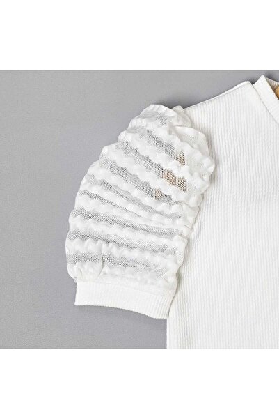 BLR KİDS Girl's Summer Sleeve Detailed Blouse Skirt Bottom Top Set