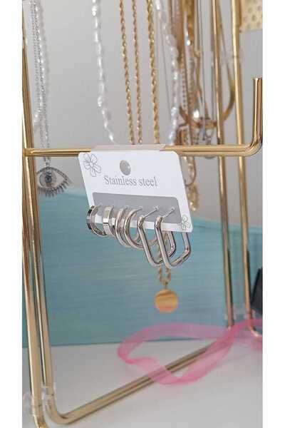 DEROSA JEWELRY&TEXTILES 6 LI ÇOK ÇEŞİTLİ PASLANMAZ ÇELİK KÜPE